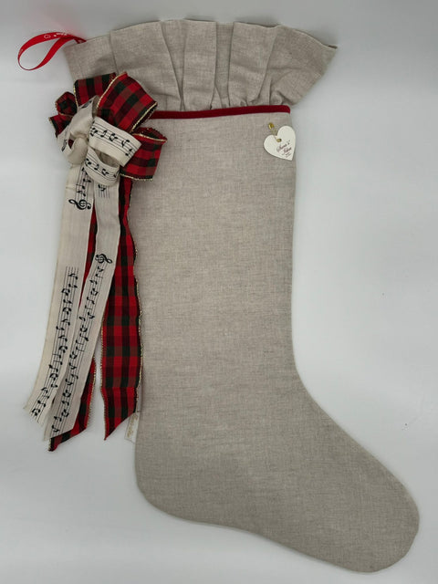 Sara's Idea calza befana media in lino naturale con rouche  27x48
