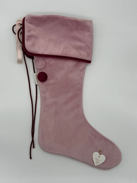 Sara's Idea calza befana piccola velluto cipria con fascia  22x35