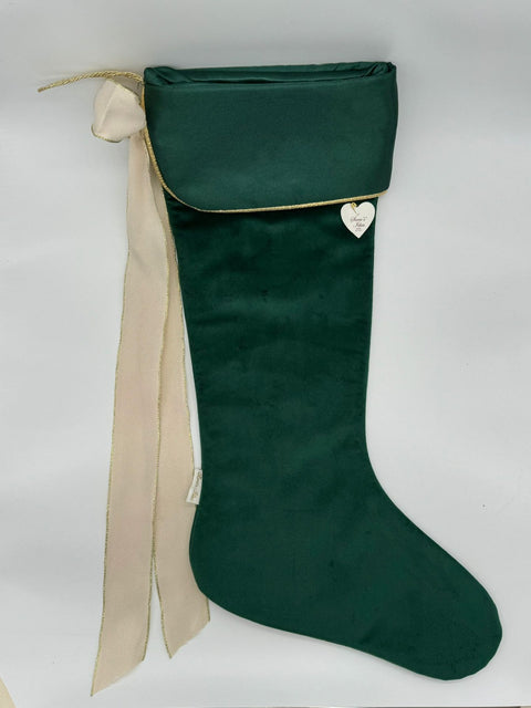 Sara's Idea calza befana media velluto verde inglese con fascia 27x48