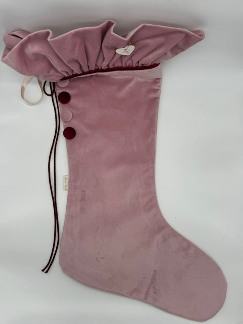 Sara's Idea calza befana grande in velluto rosa  34x57 con rouche in velluto