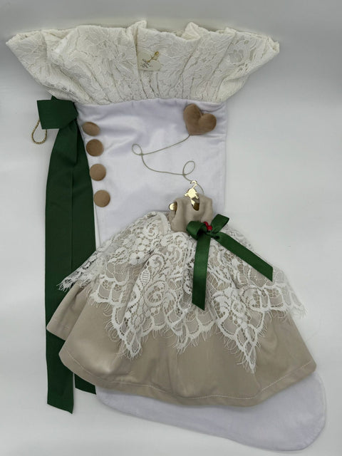 Sara's Idea calza befana grande in velluto bianco  34x57 con vestitino