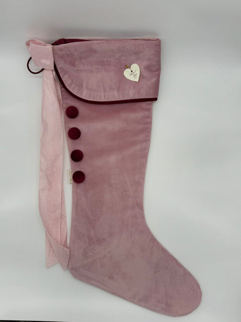 Sara's Idea calza befana media in velluto rosa cipria con fascia 27x48