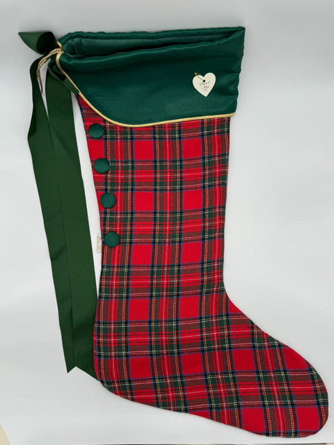 Sara's Idea calza befana grande scozzese  34x57 con fascia verde