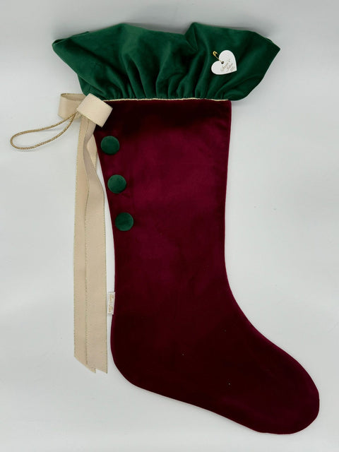 Sara's Idea calza befana media velluto bordeaux con rouche 27x48