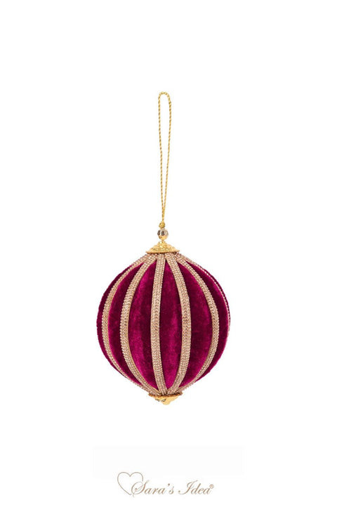 SARA'S IDEA PALLINA IN VELLUTO BORDEAUX CON RIGHE DM10