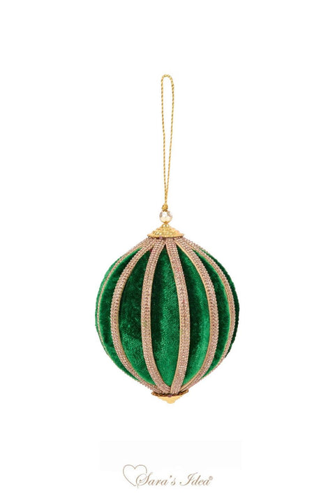 SARA'S IDEA PALLINA IN VELLUTO VERDE INGLESE CON RIGHE DM10
