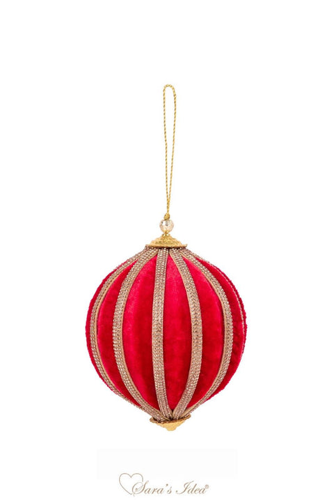 SARA'S IDEA PALLINA IN VELLUTO ROSSO CON RIGHE DM10