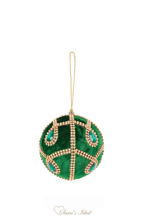 SARA'S IDEA PALLINA IN VELLUTO VERDE INGLESE CON PIETRE DM 10