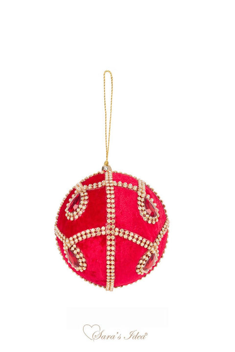 SARA'S IDEA PALLINA IN VELLUTO ROSSO CON PIETRE DM 10