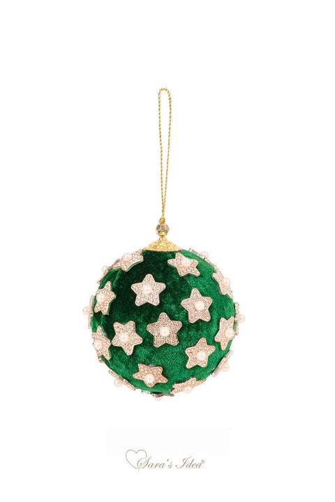 SARA'S IDEA PALLINA IN VELLUTO VERDE INGLESE CON STELLE DM 10