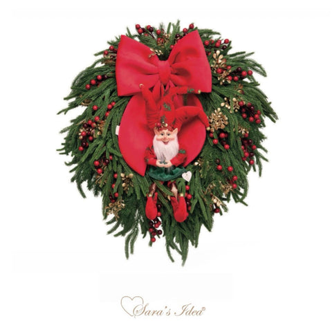 SARA'S IDEA LINEA SANTA CLAUS GHIRLANDA 6242 + FIOCCO ALBERO + ELFO H47 65X78