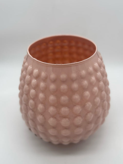 NON SOLO PELTRO VASO IN VETRO COLORATO CON 3 TULIPANI BIANCHI H 20 CM ROSA CIPRIA