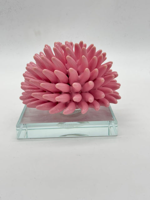 SARA'S IDEA RICCIANE' SU BASE CRISTALLO 10x10x8.5 COLORE ROSA