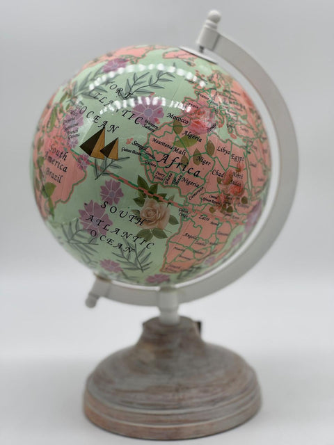ENCANTADA GLOBO MAPPAMONDO GRANDE NAIF H 26 CM BASE LEGNO