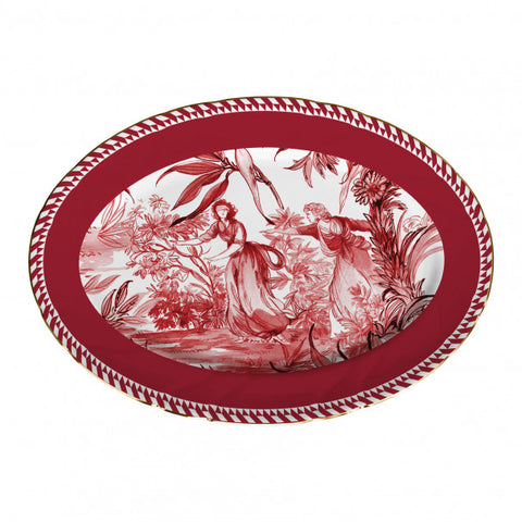 Baci Milano Piatto da portata ovale in porcella dal design classico Le Rouge 36X26