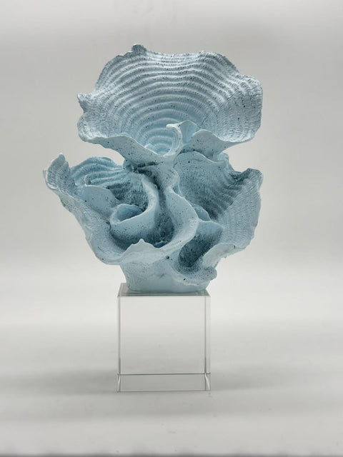 CHIARAELA SCULTURA CORALLO GRANDE VERTICALE CIELO SU  BASE CRISTALLO 5X5X20