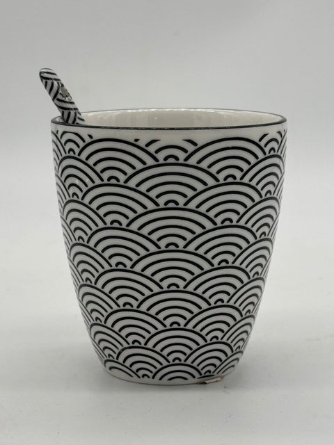 TOKYO DESIGN STUDIO NIPPON BLACK TAZZA 8.4X6.5 C/CUCCHIAINO 2