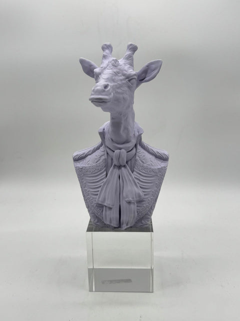 CHIARAELA SCULTURA GIRAFFA LILLA SU  BASE CRISTALLO 8X24