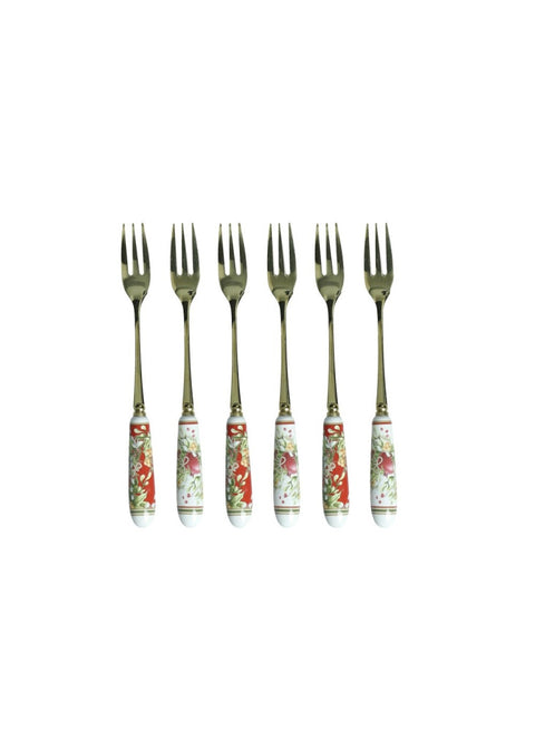 BRANDANI FORCHETTINA CAROL SET 6 PZ INOX C/MANICO  CERAMICA