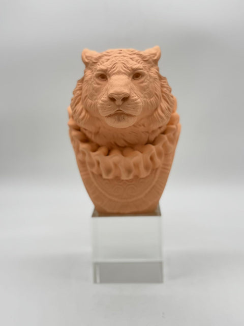 CHIARAELA SCULTURA TIGRE PESCO SU  BASE CRISTALLO 8X24