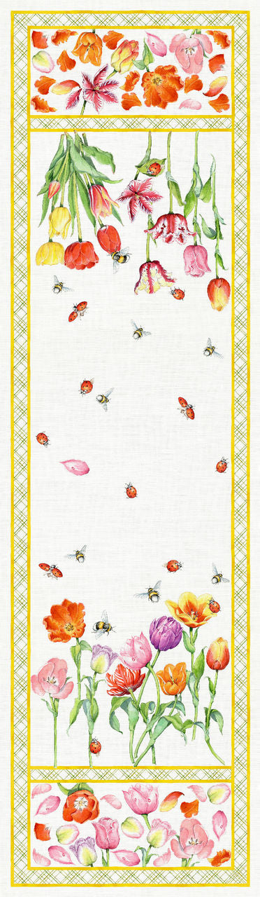 TESSITURA TOSCANA TELERIE TULI RUNNER TAVOLO VIS A VIS DI LINO 50X170