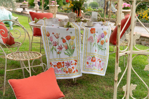 TESSITURA TOSCANA TELERIE TULI RUNNER TAVOLO VIS A VIS DI LINO 50X170