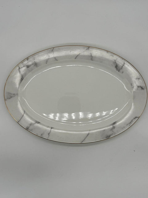 HANNA SET SERVIZIO DI PIATTI OVALI 2 PZ CARRARA BORDO ORO