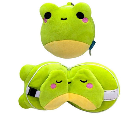 PUCKATOR CUSCINO DA VIAGGIO CON MASCHERA SILAS LA RANA