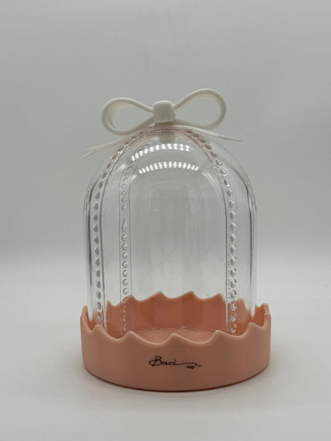 BACI MILANO Mini porta bonbon Alzatina con cupola in acrilico rosa 9x14