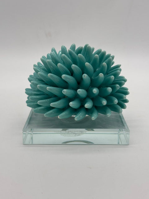 SARA'S IDEA RICCIANE' SU BASE CRISTALLO 10x10x8.5 COLORE TIFFANY