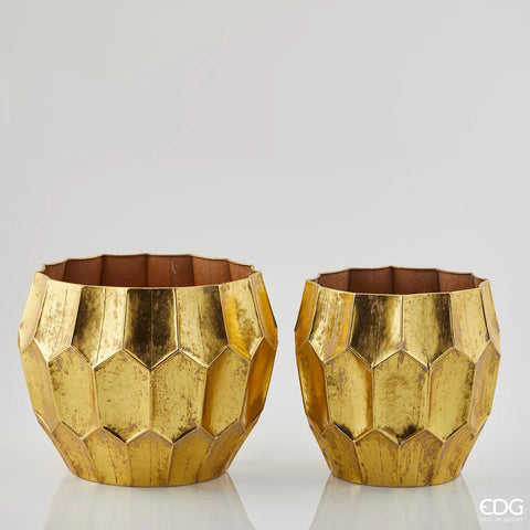 EDG Enzo De Gasperi Set 2 Vasi Metal Oro