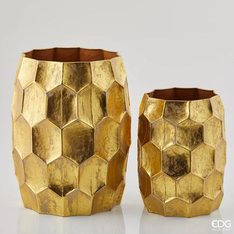 EDG Enzo De Gasperi Set 2 Vasi Metal Oro