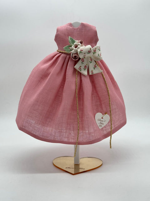 SARA'S IDEA BIG DOLLS VESTITINO IN LINO CON FIOCCO IN CERAMICA TULIPANO H22 CON SCATOLA ARMADIO