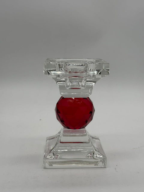 RANOLDI CRISTALLO CANDELIERE IN CRISTALLO TRASPARENTE E ROSSO 6X10