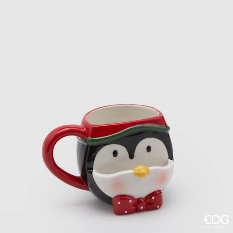 Edg Enzo De Gasperi Tazza Natale Pinguino Snack H 10 Cm Bianco Rosso