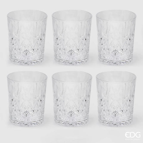 EDG Enzo De Gasperi Bicchiere in Vetro Acqua Rombi d.8 h.10 Set 6 pz.