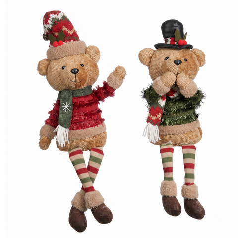 EDELMAN ORSETTO TEDDY ROSSO E VERDE   l14xw9xh42cm