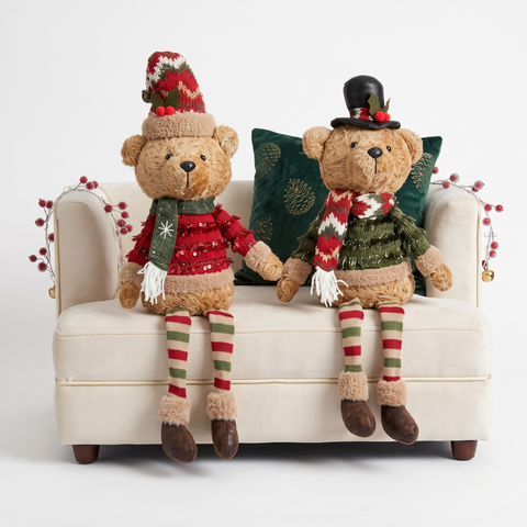 EDELMAN ORSETTO TEDDY ROSSO E VERDE   l14xw9xh42cm