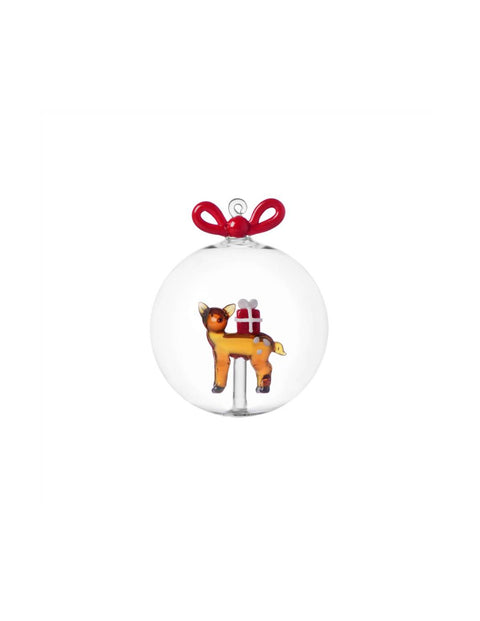 ICHENDORF Palla Natale Renna con Regalo Rosso e Fiocco