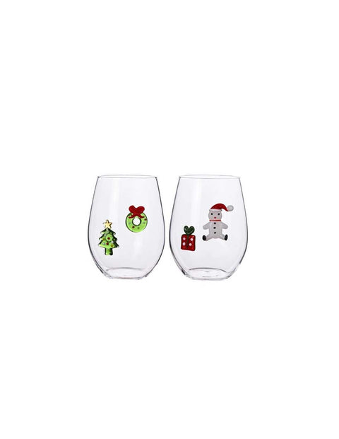 BRANDANI BICCHIERE W IL NATALE SOGGETTI NATALIZI ASSORTITI SET 2 PZ VETRO BOROSILICATO