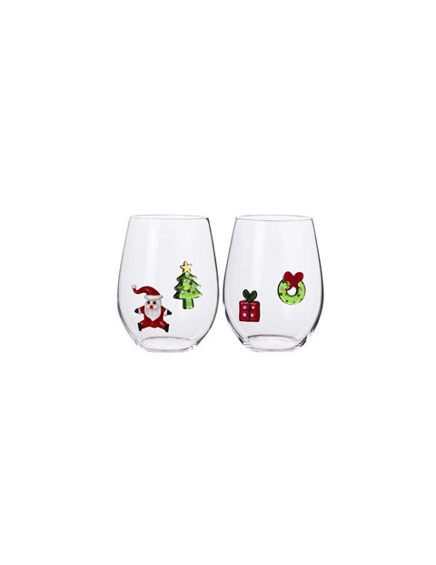 BRANDANI BICCHIERE W IL NATALE SOGGETTI NATALIZI ASSORTITI SET 2 PZ VETRO BOROSILICATO