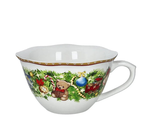 BRANDANI TAZZA COLAZIONE CHRISTMAS GHIRLANDA  PORCELLANA
