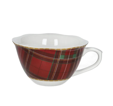 BRANDANI TAZZA COLAZIONE CHRISTMAS TARTAN  PORCELLANA