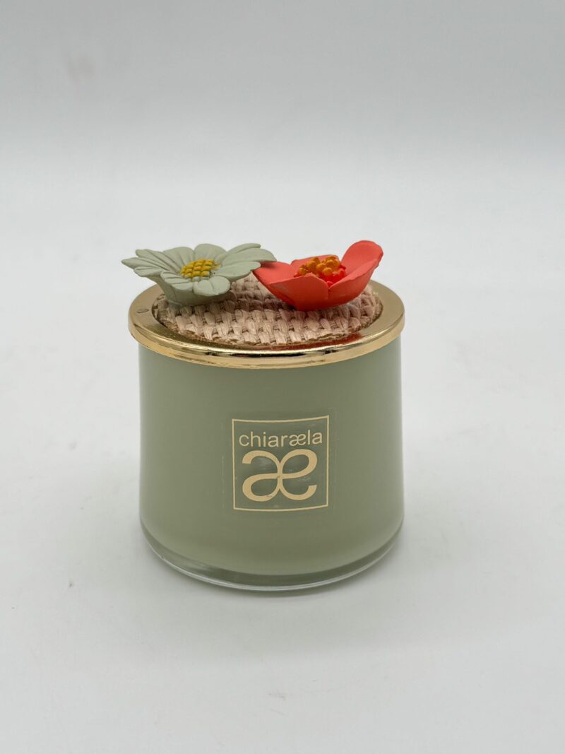 CHIARAELA CANDELA ELI MIGNON VERDE SALVIA CON FIORI DI CAMPO 6X7