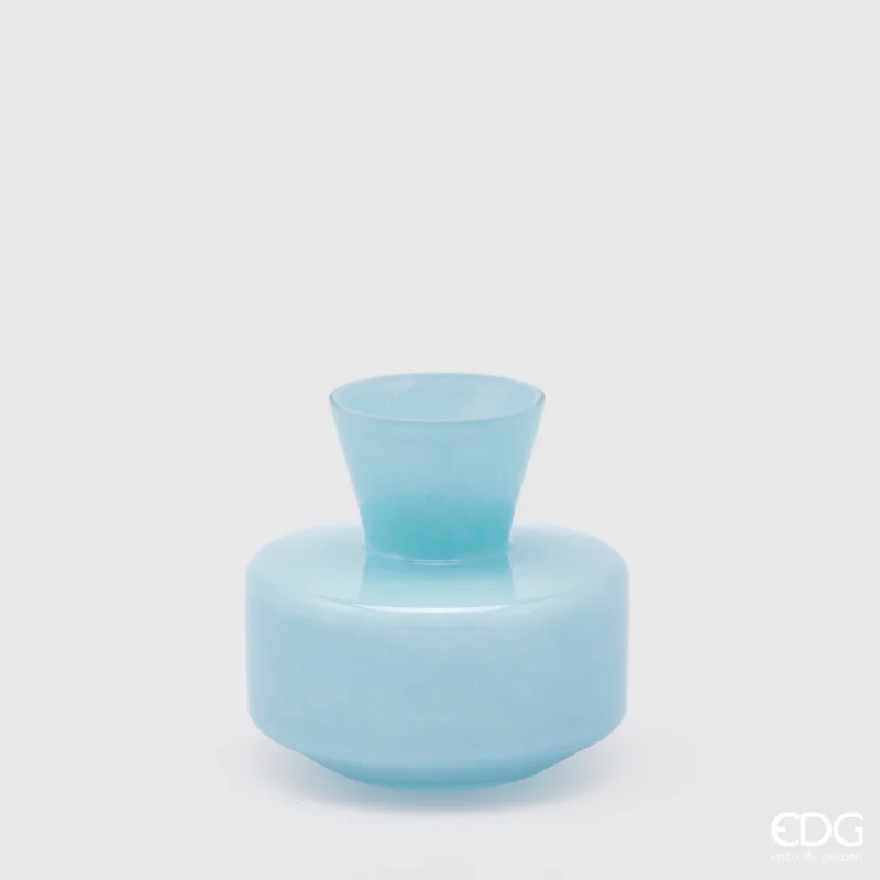EDG Enzo De Gasperi Vaso Rotondo con collo Celeste H15 cm con scatola regalo edg