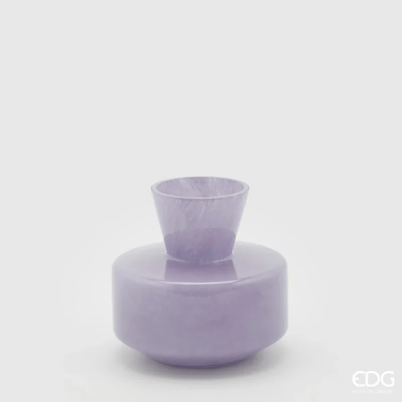 EDG Enzo De Gasperi Vaso Rotondo con collo Lavanda H15 cm con scatola regalo edg