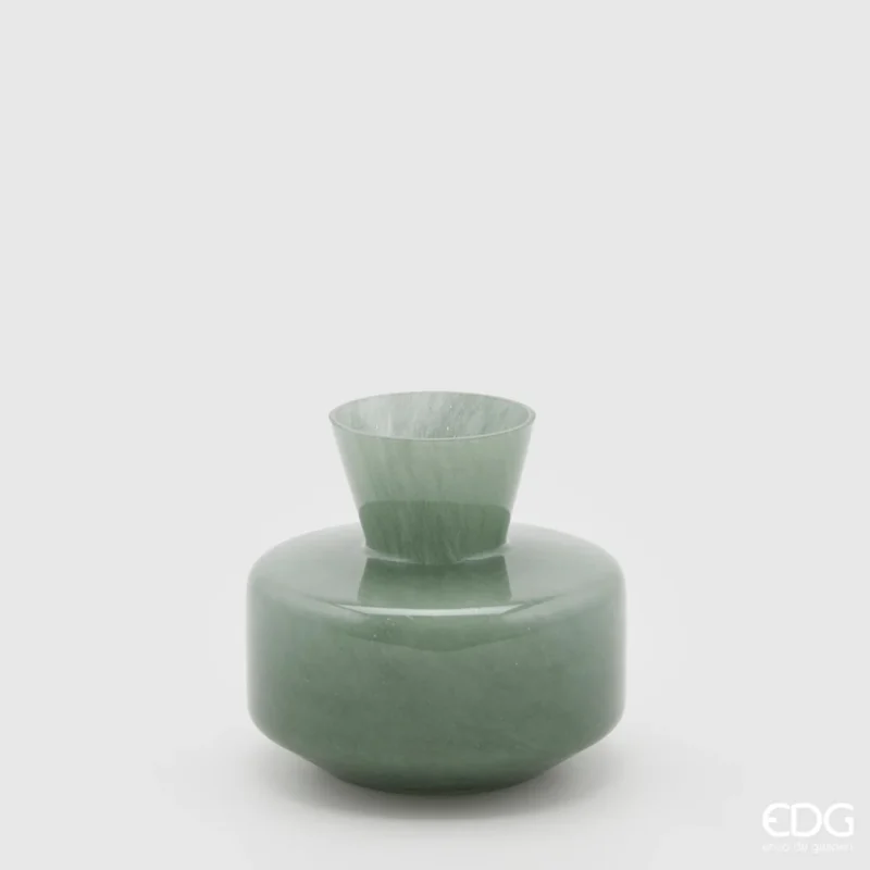 EDG Enzo De Gasperi Vaso Rotondo con collo Verde Salvia H15 cm con scatola regalo edg
