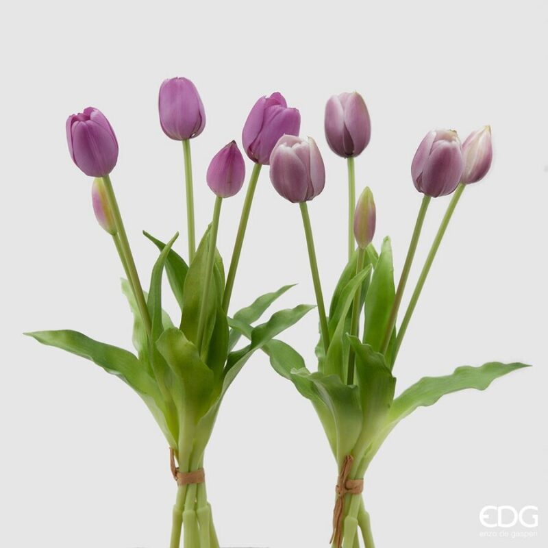 EDG Enzo De Gasperi Set 2 Bouquet Di Tulipani Sfumature Di Viola