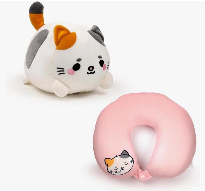 PUCKATOR CUSCINO DA VIAGGIO CON PELUCHE 2 IN 1 LOLA LA GATTA