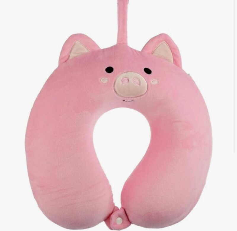 PUCKATOR CUSCINO DA VIAGGIO IN MEMORY FOAM RELAX MAIALE ANIMALI DOLCI